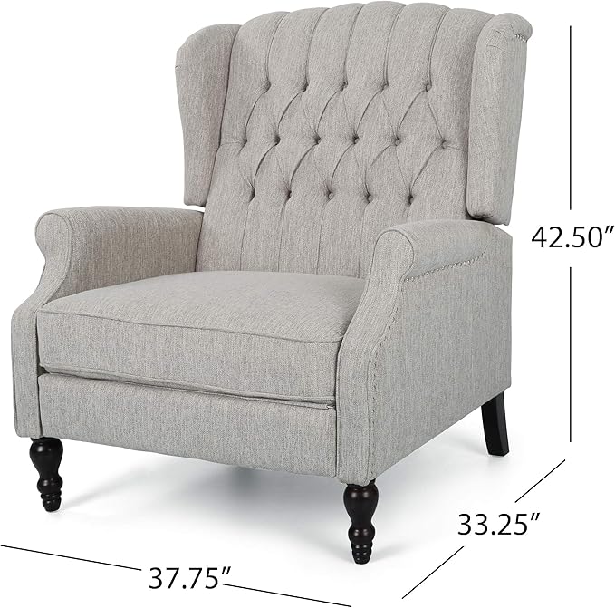 Christopher Knight Home Salome Push Back Recliner, Light Gray, Dark Brown