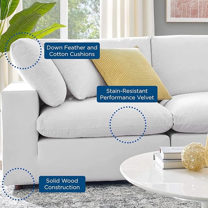 Modway Commix Down-Filled Overstuffed Performance Velvet Loveseat