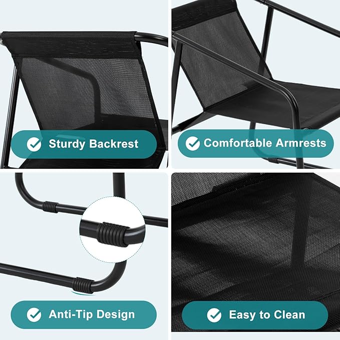 DUMOS 4 Piece Patio Furniture Set，Outdoor Patio Furniture Conversation Set with Table, Patio Sectional Bistro Sets for Lawn, Garden, Balcony, Poolside (Black)