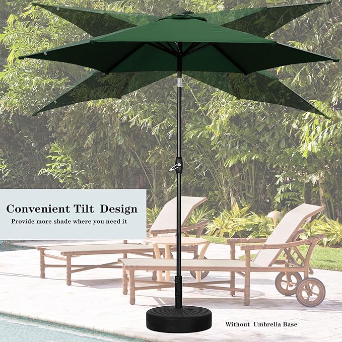 HYD-Parts 9FT Patio Umbrella Outdoor Table Umbrella,Market Umbrella with Push Button Tilt and Crank for Garden, Lawn, Deck, Backyard & Pool, No Base (Green)
