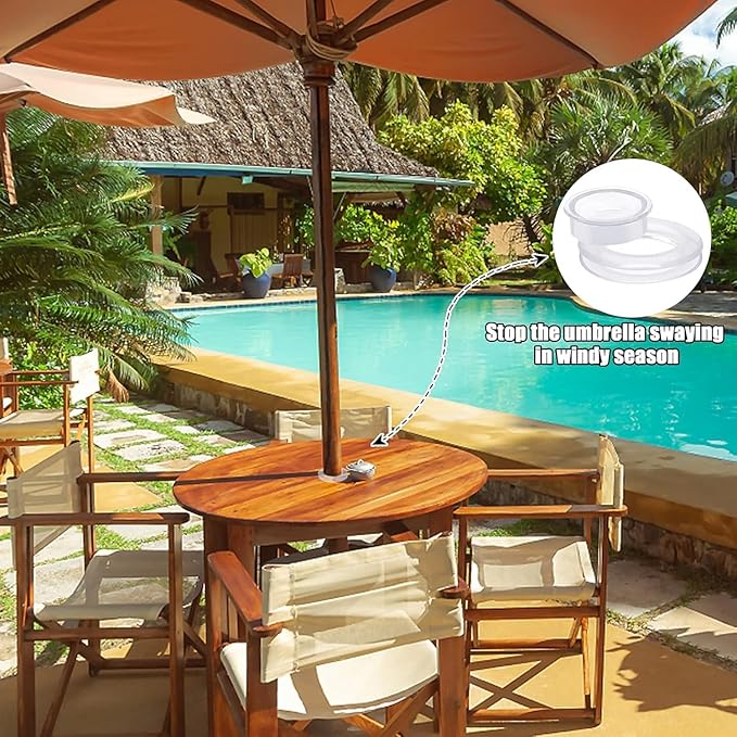 2Pcs Clear Standard Size Silicone Umbrella Hole Ring Plug and Cap Set for Glass Outdoors Patio Table Deck Yard 2 Inch Patio Table Umbrella Hole Ring and Cap Set Clear Patio Table Umbrellas and Shade