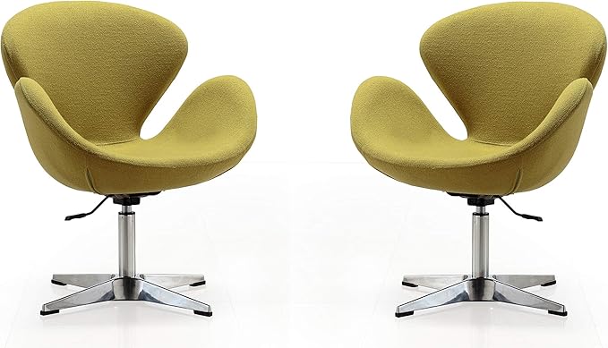 Manhattan Comfort Raspberry Adjustable Swivel Accent Chair with 360° Turn, Polished Chrome Base, Modern Retro Design, Versatile Seat Ideal for Any Room, Set of 1, Green