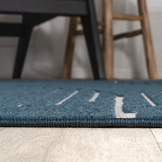 JONATHAN Y Nordby High-Low Arch Striped Navy/Cream Indoor/Outdoor Area Rug, 8x10, Contemporary, Bohemian, Transitional for Bedroom,Kitchen,Living Room,Non Shedding,Easy-Washing (SCN104A-8)