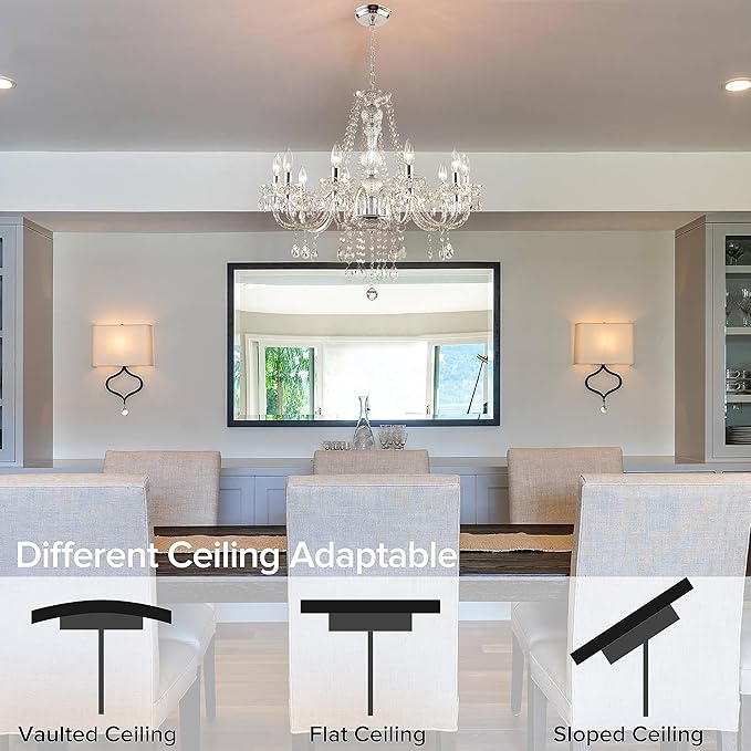 PAPAYA Crystal Chandeliers Clear Chandelier 25 * 27.5in 10-Light Modern Pendant Ceiling Lighting Fixture with Acrylic Crystals & Beads for Girls Room,Living Room,Kitchen Island,Entryway