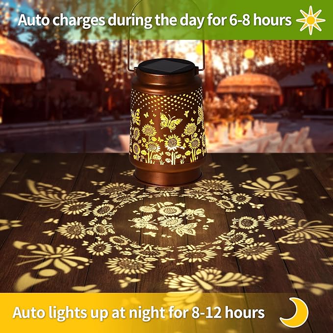 Solar Lanterns Outdoor Waterproof Garden Decor, Metal LED Garden Light Birthday Gifts for Women mom Christmas Gifts for Yard, Patio, Lawn, Tabletop, Pathway, Landscape,Walkway, Terrace(Butterfly)