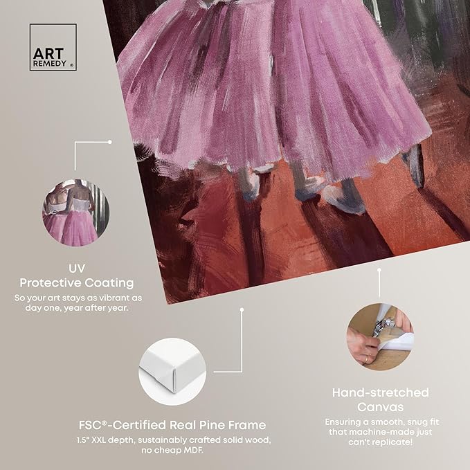 Art Remedy Little Girls Ballerinas Canvas Classic Vintage Wall Art, Gallery Wrapped, 36" x 54"