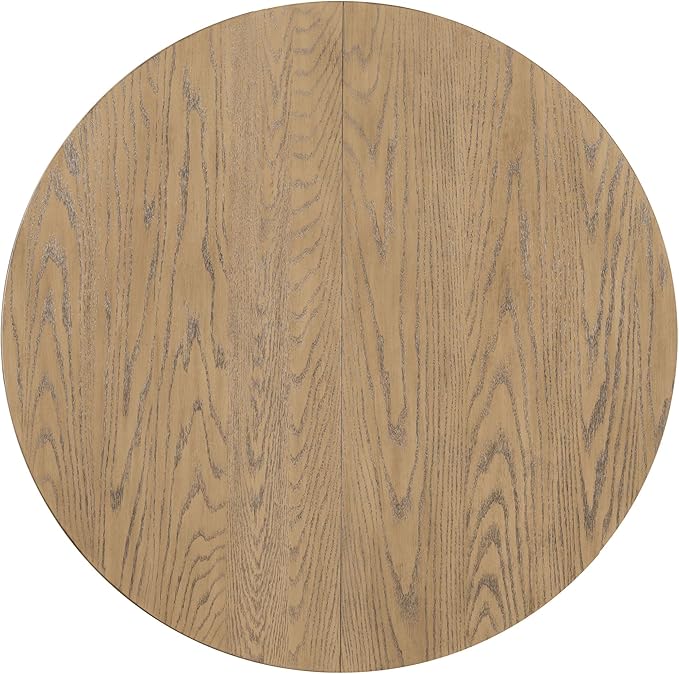 ERYE Functional Extendable Oval Diningtable Farmhouse Style Wooden Round Dining Table with 16" Leaf,(Oak Natural); 42"~58"