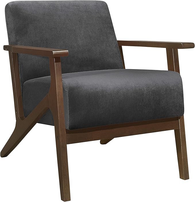 Lexicon New Castle Velvet Accent Chair, 27.5" W, Dark Gray