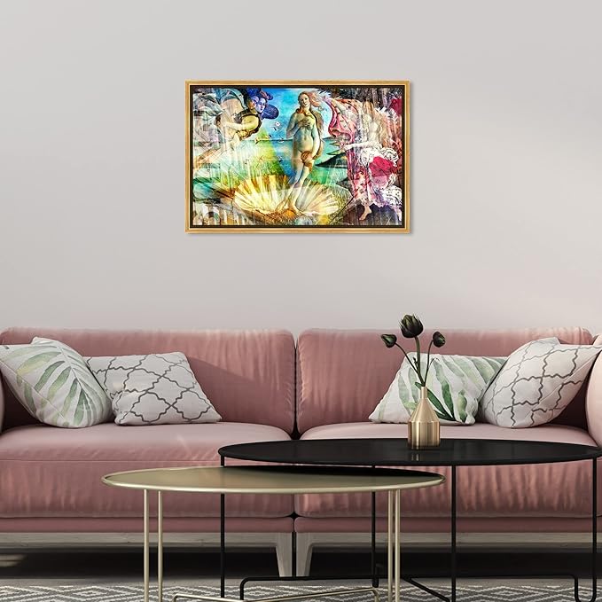 The Oliver Gal Artist Co. Spiritual and Religious Wall Art Framed Canvas Prints 'Birth of Venus - Botticelli' Zodiac