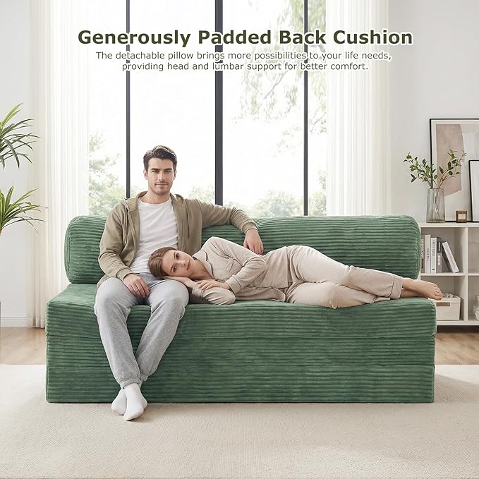 5-in-1 Convertible Sofa Bed Full Size, Boneless Loveseat Sleeper with Removable Cushions & Washable Cover, Futon Sofa Bed with Handle, Pull Out Couch for Small Spaces, Grey