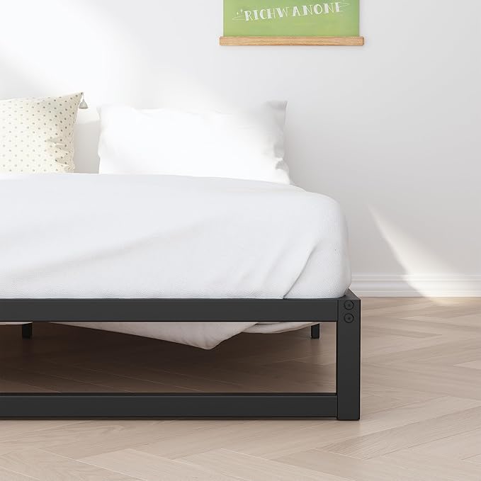 5 Inch Queen Bed Frame Metal Platform Mattress Foundation with Steel Slat Support, No Box Spring Needed, Easy Assembly, Black