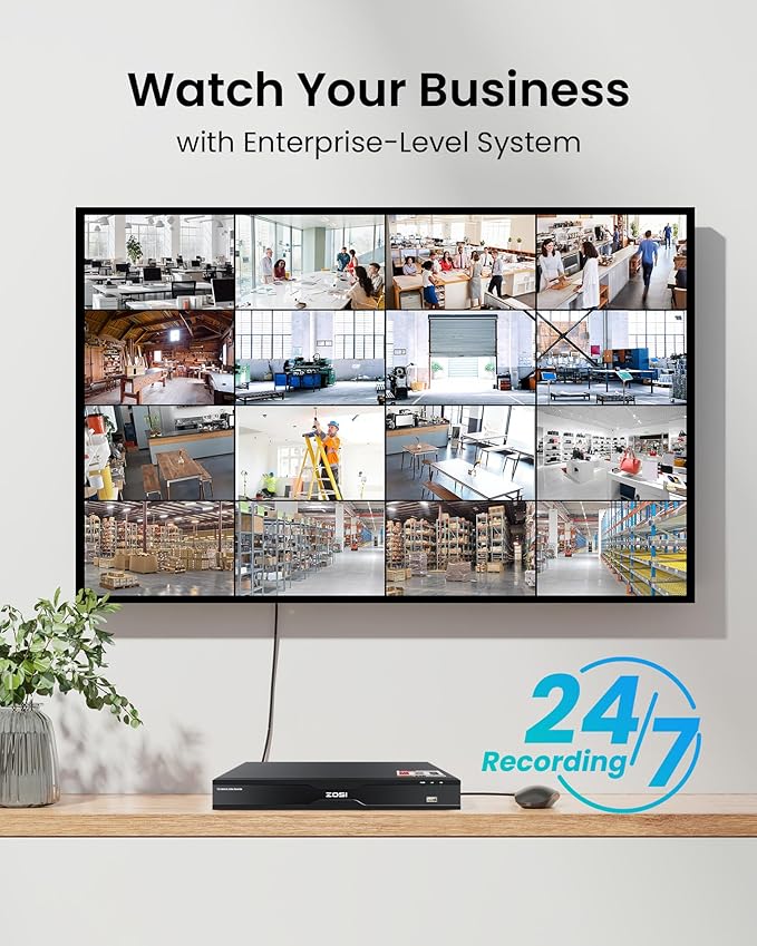 ZOSI 32CH 4K PoE Security Camera System, Face Person Vehicle Detection, 2 Way Audio, Spotlight Siren, 24pcs 8MP Outdoor Indoor IP Cameras, 32 Channel 4K NVR with 8TB HDD for 24/7 Recording
