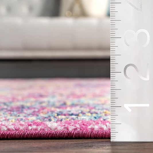 Nuloom Verona Fuchsia/Yellow, 2' x 3', Vintage Medallion, Soft and Cozy, High Traffic, Stain Resistant, Easy Clean, Durable Area Rug for Bedroom, Living Room, Dining Space, Den, Foyer, Entryway