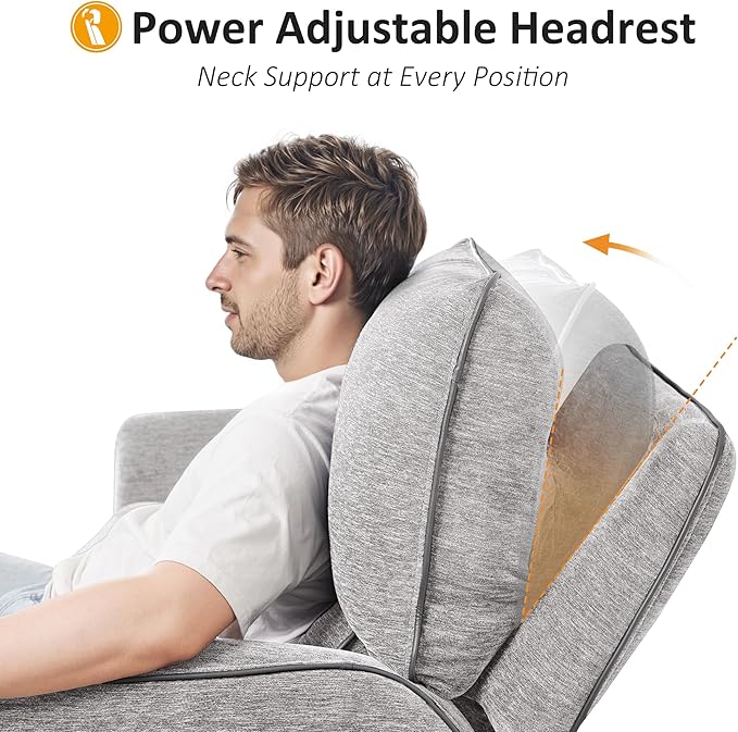 MCombo 60" Wall Hugger Power Loveseat Recliner Sofa with Adjustable Headrest, RV Reclining Loveseat with USB and Type C Charge Ports for Living Room 6924 (Light Grey, Loveseat)
