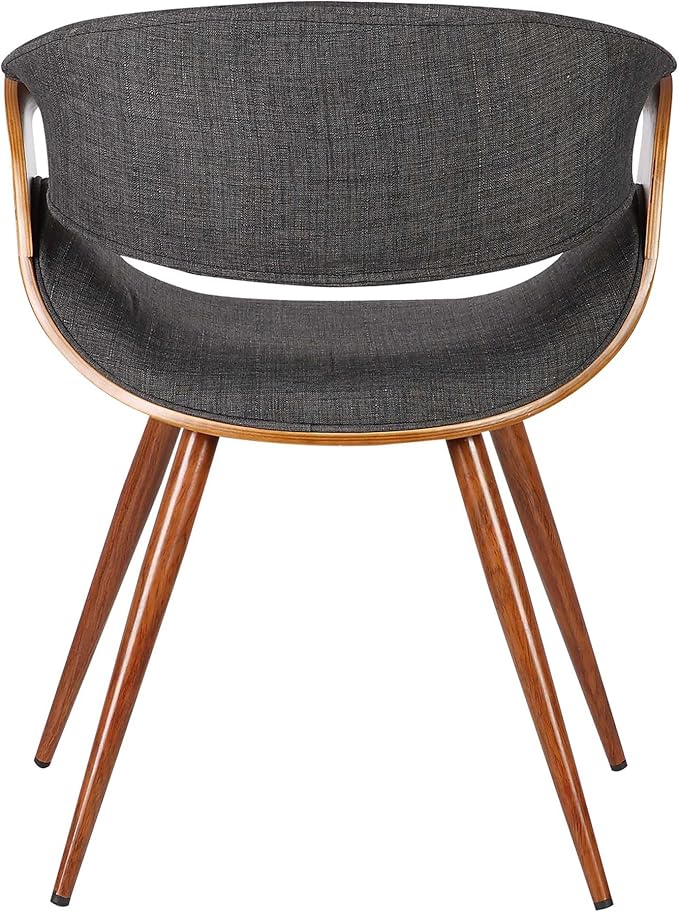 Armen Living Butterfly Mid-Century Dining Chair in Walnut Finish and Charcoal Fabric - Set of 2