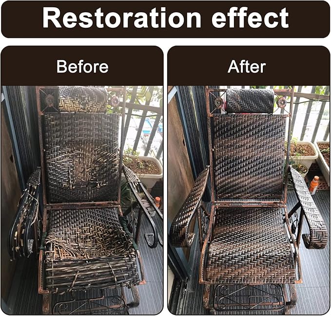 Brown Woven Rattan, Plastic PE Wicker Repair Material for Garden Chair Coffee Table Patio Furniture Storage Basket Hand-Woven DIY Material (around 220ft)