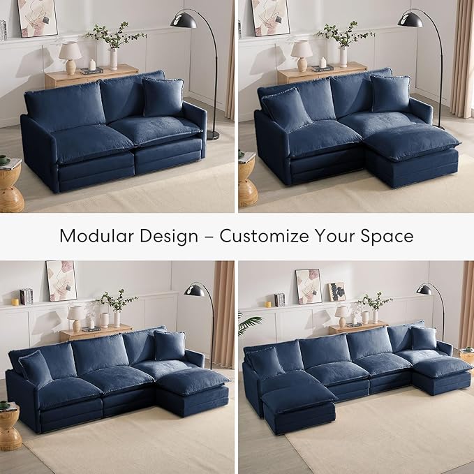 Modular Oversized Chair Ottoman with Removable Pillow Top, 39”W Big Ottoman, Convertible Square Foot Rest Stool, Upholstered Extra Seating for Living Room & Bedroom, Sand Beige