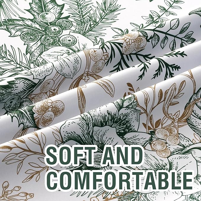 H.VERSAILTEX Full Blackout Vintage Floral Curtains 63 Inch Length for Bedroom Back Tab/Rod Pocket Curtains Room Darkening Thermal Insulated Window Treatment Curtains, 2 Panels, Moss and Wheat