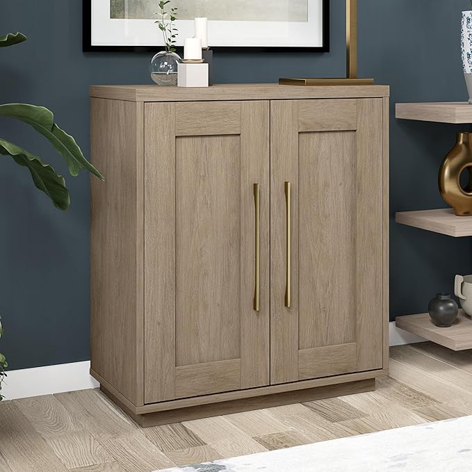 Henn&Hart 28" Accent Cabinet, Modern Sideboard Buffet Cabinet with 2 Panel Doors, an Adjustable Shelf and Cable Management Cut-Out for Living Room, Dining Room, or Bedroom, Antiqued Gray Oak