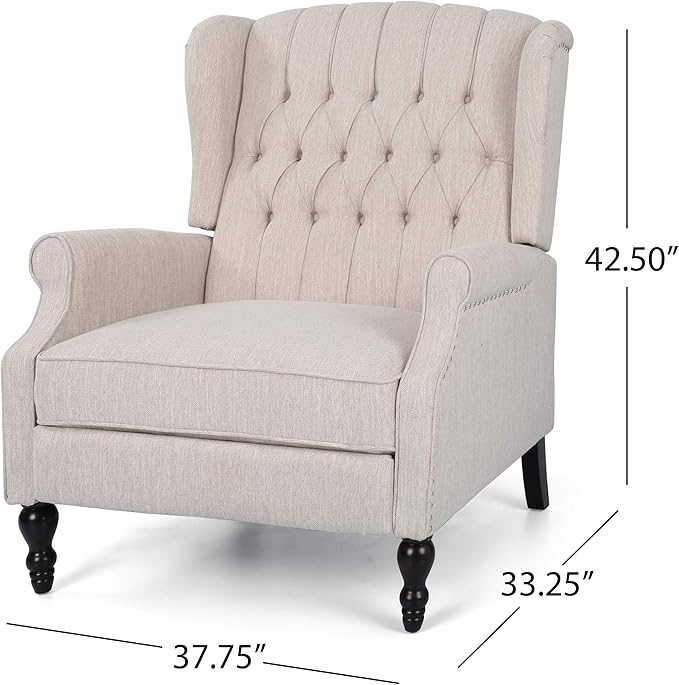 Christopher Knight Home Salome Push Back Recliner, Beige, Dark Brown