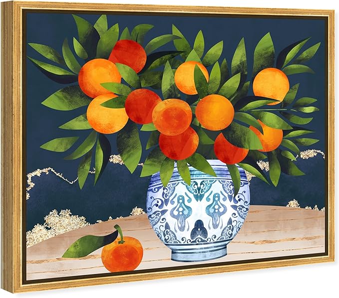 The Oliver Gal Artist Co. Food and Cuisine Wall Art Framed Canvas Prints 'Fruits and Porcelain' Fruits