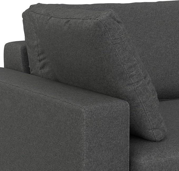 SIMPLIHOME Charlie Sofa in 100% Recycled Polyester Tightly Woven Performance Fabric, Pebble Grey, 78-inches Wide, Handcrafted Contemporary Style Loveseat Sofa or Couch for Living Room