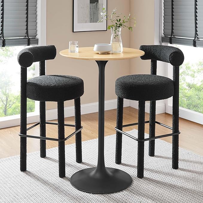 Modway Lippa Round 28" Wood Grain Mid-Century Modern Bar Table