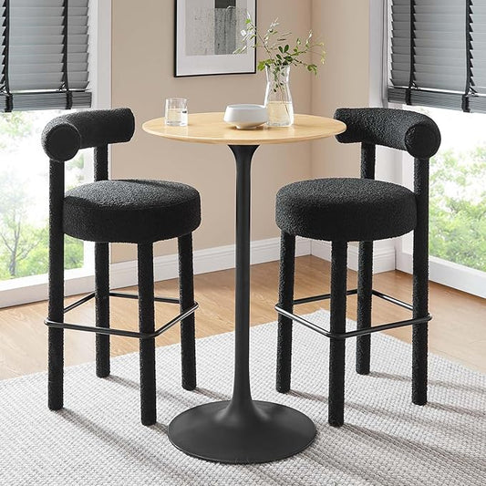 Modway Lippa Round 28" Wood Grain Mid-Century Modern Bar Table