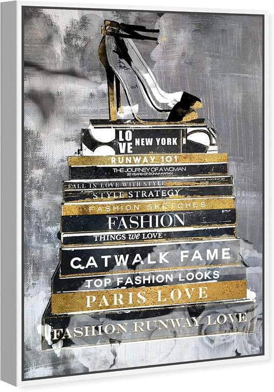 The Oliver Gal Artist Co. Fashion and Glam Wall Art Framed Canvas Prints 'Fashion Thoughts Noir Classic' Shoes