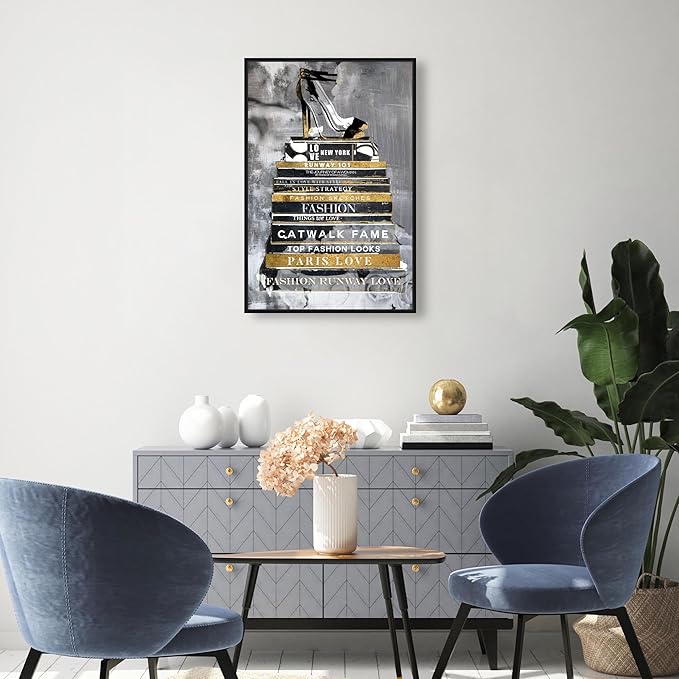 The Oliver Gal Artist Co. Fashion and Glam Wall Art Framed Canvas Prints 'Fashion Thoughts Noir Classic' Shoes