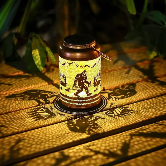 2Pack Solar Lanterns Outdoor Waterproof Hanging Bigfoot Solar Lights Big Foot Sasquatch Gifts for Women Mom Grandma Metal Decorative LED Light for Garden Decor, Yard, Patio, Lawn, Porch