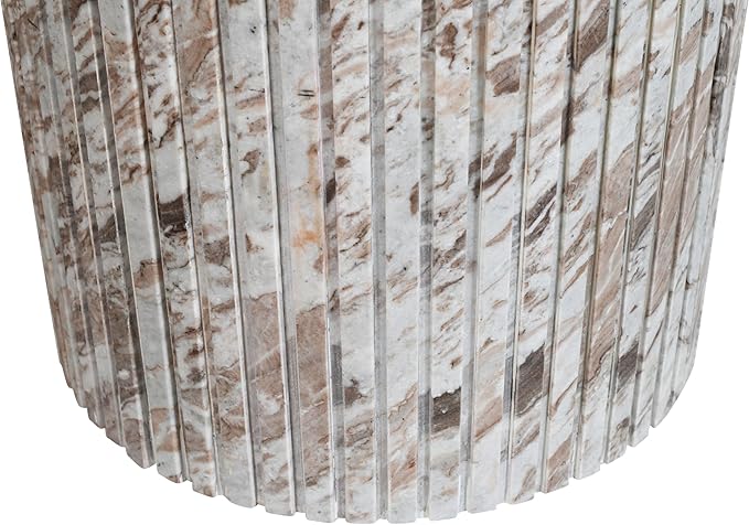 Meridian Furniture 248Brown-DT48 Genoa Collection Art Deco Dining Table with Handcrafted Genuine Marble, Multi Colored with Brown and White, 48" W x 48" D x 30" H, Brown