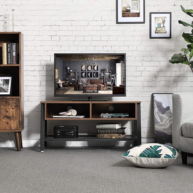 VASAGLE Vintage TV Stand, TV Cabinet with Net Storage Shelf, Console with 2 Storage Compartments, Easy Assembly ULTV92X