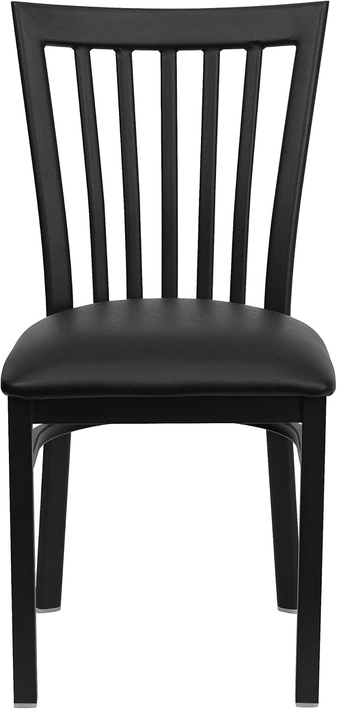 Flash Furniture HERCULES Series Black School House Back Metal Restaurant Chair - Black Vinyl Seat