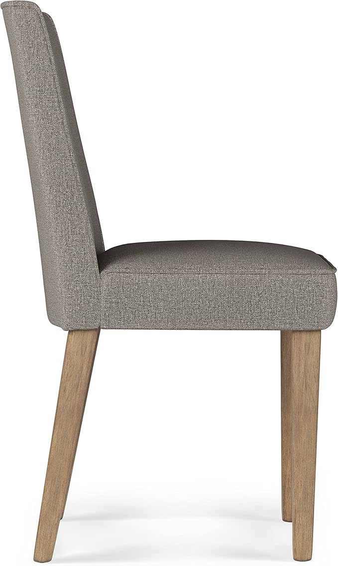 SIMPLIHOME Bartow Kitchen Chairs - Upholstered Solid Hardwood and Woven Polyester Kitchen Chair Set in Taupe, Contemporary Armless Dining Room Seating with Cushioned Seat and Back (Set of 2)