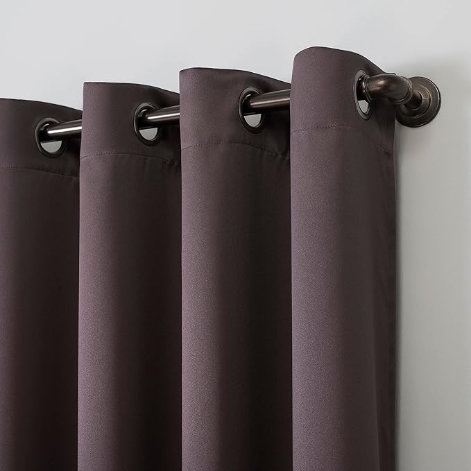 Sun Zero Nordic Theater Grade Extreme 100% Blackout Grommet Curtain Single Panel, 52" x 108", Fig