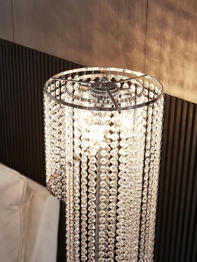 Silver Crystal Floor Lamp S Shape Chrome Finish