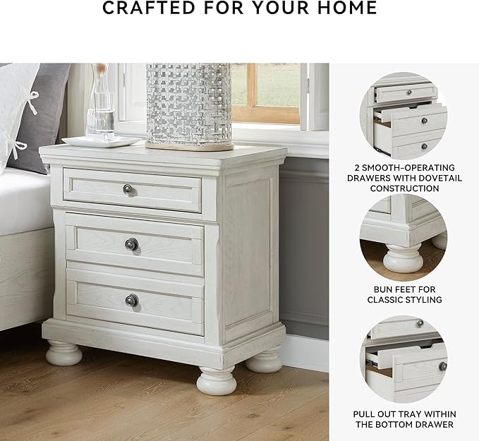 Signature Design by Ashley Robbinsdale Traditional 2 Drawer Night Stand, White