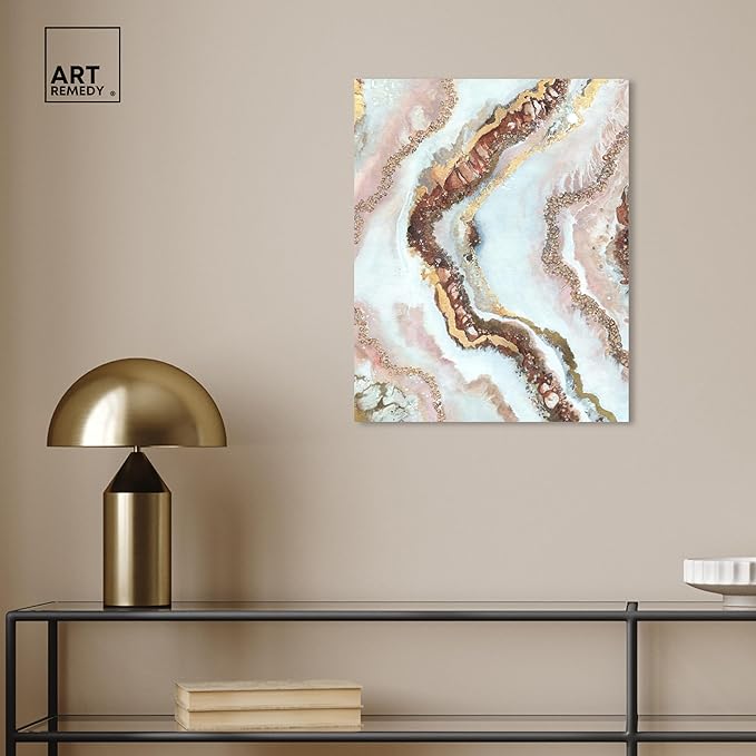 Art Remedy Blush Geode Gallery Wrapped Mineral, Agate & Geode 1 Piece Canvas Wall Art, 16" x 20", Gallery Wrapped