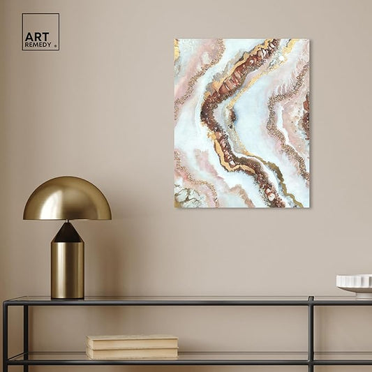 Art Remedy Blush Geode Gallery Wrapped Mineral, Agate & Geode 1 Piece Canvas Wall Art, 16" x 20", Gallery Wrapped