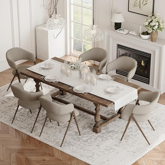 COLAMY Dining Chairs Set of 6, Modern Fabric Upholstered Dining Room Kitchen Side Chairs with Iron Legs, Open Back and Padded Seat, for Living Room/Restaurant/Cafe, Taupe
