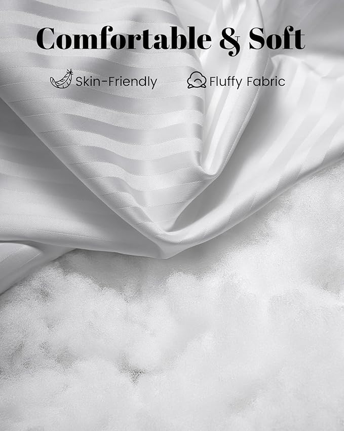 Qnoon Hotel Collection Bed Pillows for Sleeping, Bed Pillows Queen Size Set Of 2,Gusseted Pillow for Back, Stomach or Side Sleepers