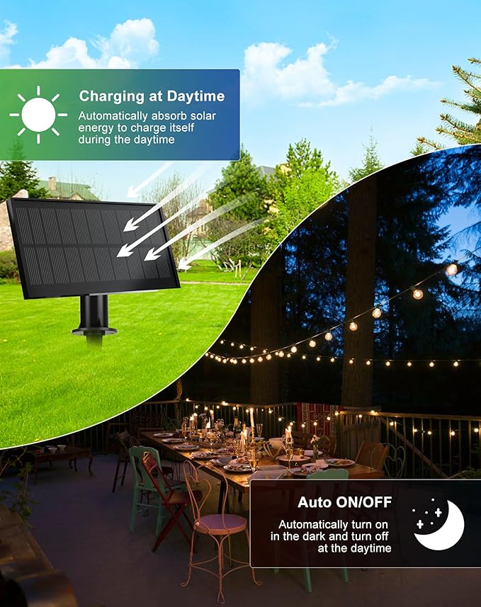 Solar String Lights Outdoor Waterproof 200FT with USB Port and 100 Shatterproof G40 Bulbs(3 Spare), LED Solar Powered Patio Lights for Outside, Porch, Backyard, Gazebo, Garden(Warm White)