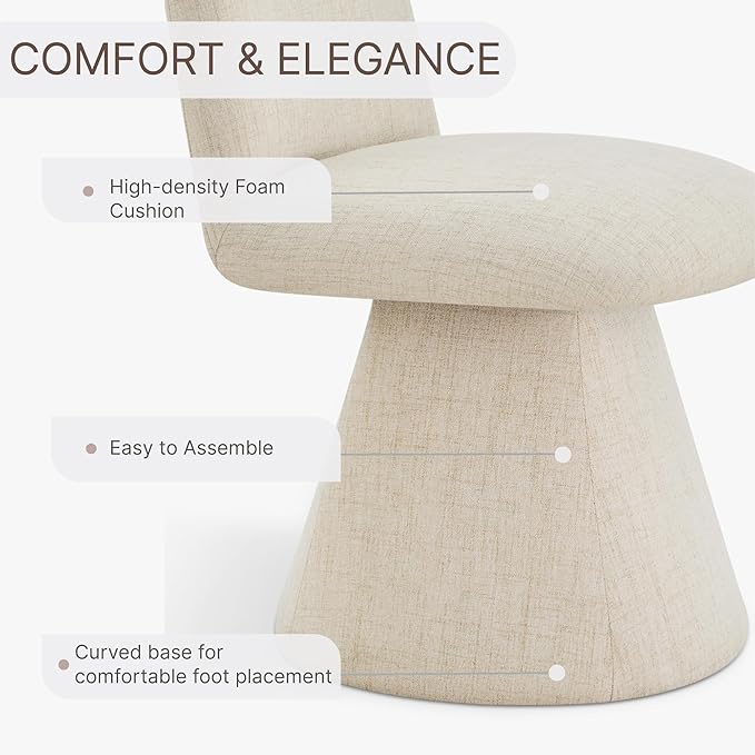 Swivel Dining Chairs Set of 2, Modern Upholstered Dining Chair Mid Century Kitchen Chairs with High Back, 360 Degree Rotating Vanity Chair for Dining Room, Bedroom, Farmhouse, Sand