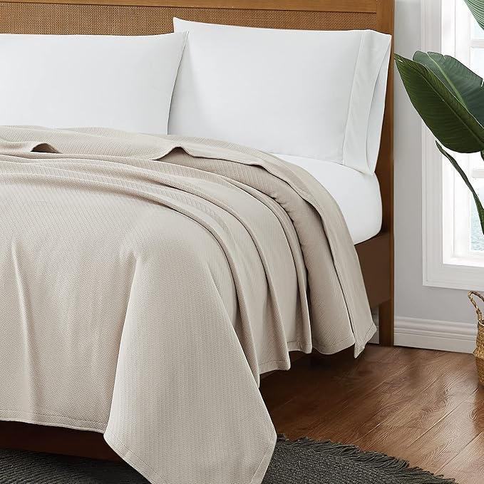Frye Cotton Woven Beige Cotton 1-Piece King Blanket, Solid Color Themed, for Men and Women, Oeko-TEX Certified Confidence