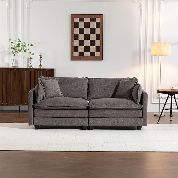 78'' Deep Seat Cloud Loveseat, Chenille Upholstered 2-Seats Modular Sectional Sofa Couch, Modern Comfy Settee Loveseat for Living Room Set, Small Apartment