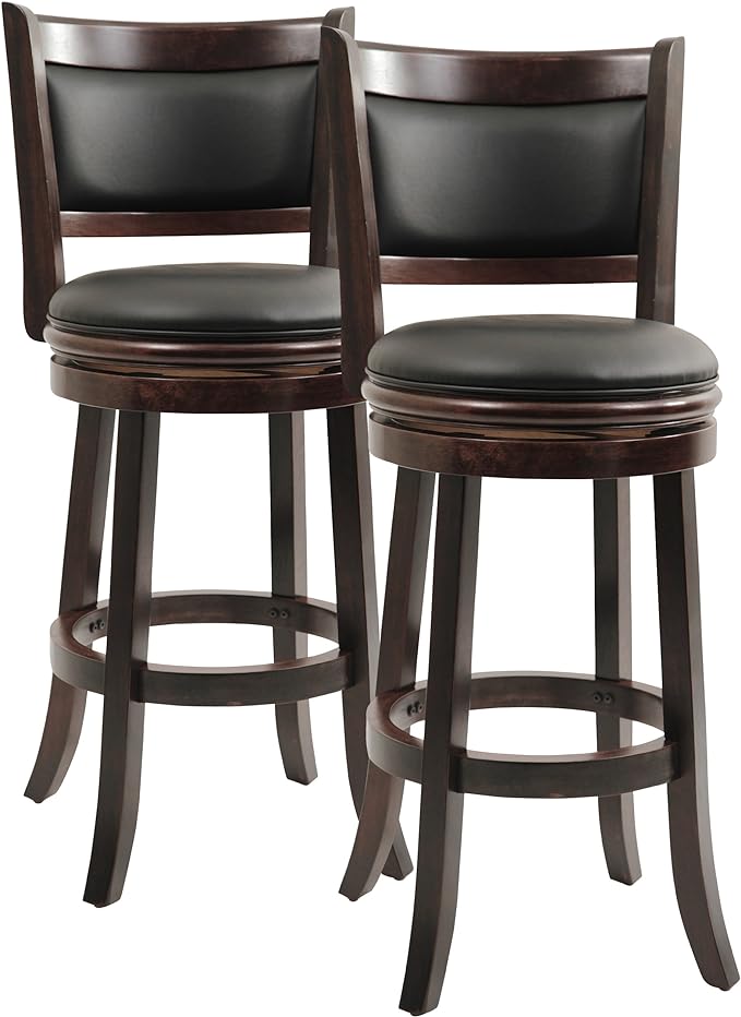 Boraam Augusta Bar Height Swivel Stool, 29-Inch, Cappuccino, 2-Pack
