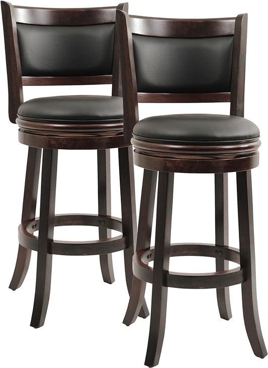 Boraam Augusta Bar Height Swivel Stool, 29-Inch, Cappuccino, 2-Pack