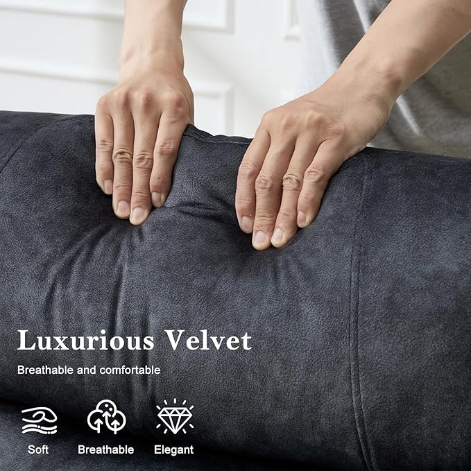 56.7" Manual Reclining Loveseat Sofa - Double Loveseat Recliner Chair with Side Pockets for RV Couch/Motorhomes/Living Room (Gray, Loveseat)