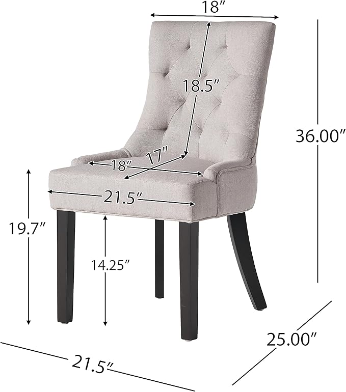 Christopher Knight Home Hayden Fabric Dining Chairs, 2-Pcs Set,Polyester, Light Grey